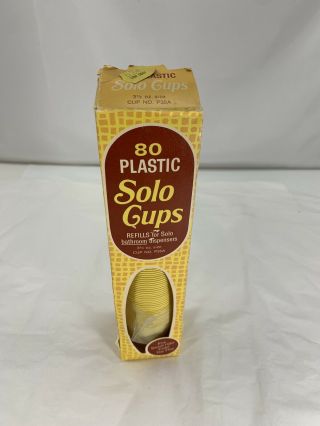 Vintage Solo Cozy Cups Refills Box Of 80 Yellow 3.  5 Oz Prop Mcm Retro
