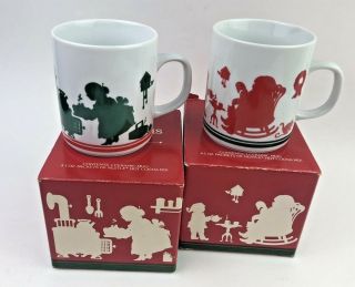 Vintage Avon Santa Christmas Coffee Mugs - Set Of 2 Mr.  Claus Mrs.  Claus Hot Coco