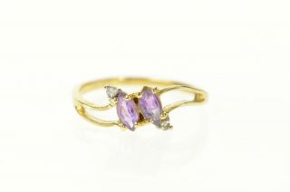 14k Marquise Amethyst Diamond Accent Bypass Ring Size 6 Yellow Gold 60
