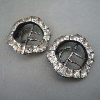 Antique Georgian Paste Pair Silver/steel Shoe Buckles Foil Backed
