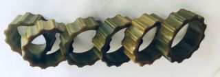 Set Of 6 Vintage Bakelite Napkin Rings Marbled Green & Yellow 5/8” Ribbed Edges 3