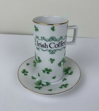 Lefton China Irish Coffee Cup And Saucer Shamrock