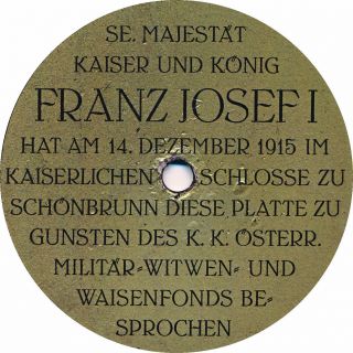 Kaiser Franz Josef I Platte Zu Gunsten Des K.  K.  Witwen - Und Waisenfonds 1915
