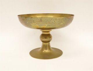 Vintage Z.  Y.  India World Gifts 8 " Brass Footed Fruit Bowl / Candy Dish B9282
