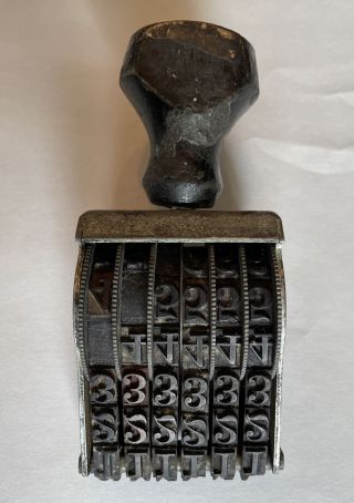 Vintage Pullman Roller 1/4 " Number/symbol 6 Band Hand Held Rubber Stamp