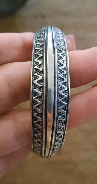 Rare Vtg Signed Sigmund Espeland Norway Sterling Silver Cuff Bracelet