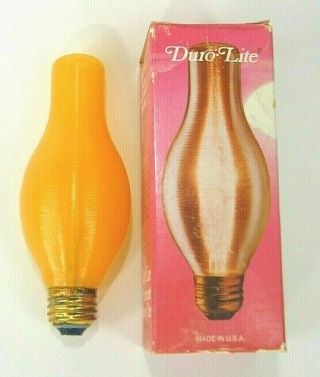 Nos Vintage 6 " Duro - Lite Amber Flamescent Chimney Lite Spun Satin Mcm Light Bulb