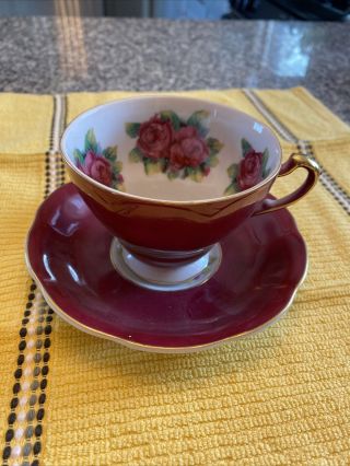 Vintage Chase Hand Decorated Tea Cup And Saucer - Rose Design