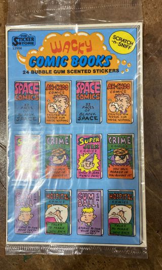 Vintage The Sticker Store Wacky Comic Books Bubblegum Scratch ‘n Sniff Stickers