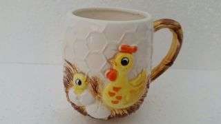 Vtg Sears Roebuck Japan Ceramic Painted Chickens Egg Mug Cup 1976 (a23)
