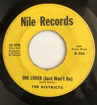 Northern Soul Rare 45 The Districts Nile Lbl.  One Lover (just Won’t Do)