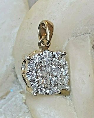 Vintage Estate 14k White Gold Diamond Pendant Designer Signed Gnd