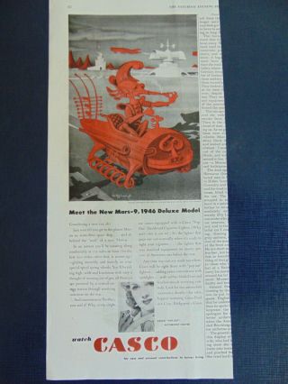 1946 Casco Pop - Out Auto Cigarette Lighter Mars Car Space Man Art Print Ad