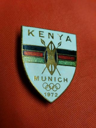 1972 Kenya Munich Noc Olympic Badge Pin