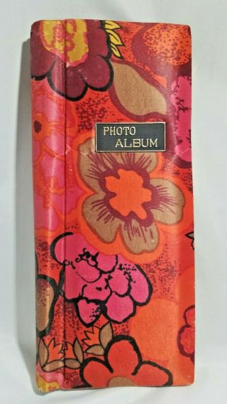 Vintage 1970s Photo Album Red Orange Flowers Made In Japan 1970s Mod Style
