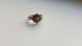 A Very Delicate Georgian Or Victorian Gold Green Stone/paste Ring Size G1/2