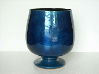 Sascha Brastoff Enamel on Copper Vase Blue Brandy Snifter Shape 7 1/4 