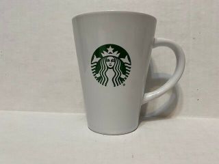 Starbucks 16 Oz Tall Tapered White Coffee Cup Mug W/ Green Mermaid Logo