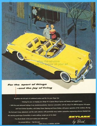 1954 Buick Skylark Convertible Yellow General Motors Classic Gm 1950s Car Ad