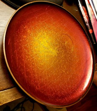 Vintage Mid Century David Andersen Norway Enamel On Bronze 8 " Plate Gold Shimmer