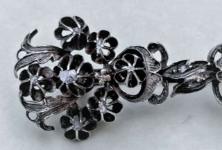 Georgian Silver Pin Brooch with Mine Cut Diamonds Antique Early 19th Century 3