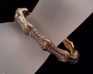 Signed Swarovski Gold Plated Bamboo Bracelet