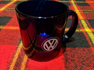 Volkswagen Vw Cobalt Blue Glass Translucent Coffee Mug Dealer Promo Item