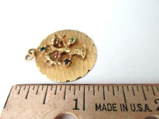 Vintage MCM 14K Yellow Gold TREE of LIFE Charm Pendant with Mini Gem Stones 3