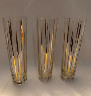 Set Of 3 Tabla Home Tall Thin Drinking Glasses With Stripes On Them