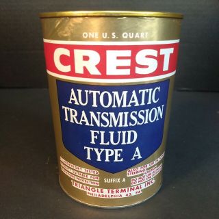 Vintage Crest Automatic Transmission Fluid Type A One Quart Can Full
