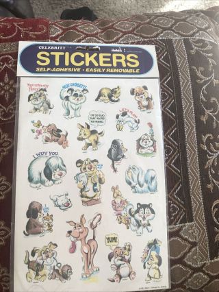 Vintage Mark 1 Celebrity Self Adhesive Stickers Puppies 1983