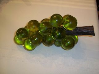 Vintage Mid Century Retro Lucite Acrylic Large Table Grapes Cluster Greens