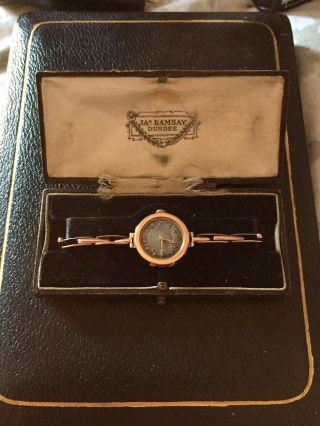 Antique 9ct Gold Ladies Watch By James Ramsay Dundee 12.  6g Box “rare”