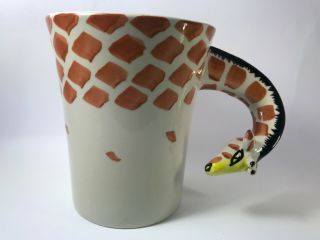 Pier 1 Imports Giraffe Oversized Coffee Mug Cup Hand Painted Large Neck Handle