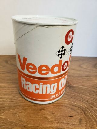 Veedol Racing Oil Getty Oil Company 1 Qt Composite Empty Can Sign Mancave