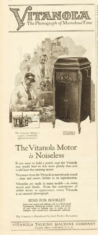 1920 Vitanola Talking Machine Co Chicago Model Fourteen Phonograph Vintage Ad