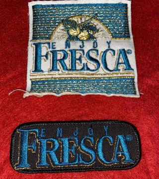 2 - ‘enjoy Fresca’ Soda Drink Patch Iron On Sew Badge Routesman 3 1/4” X 1 1/4” G,