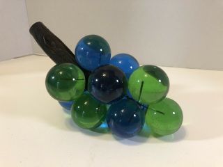 Vintage Lucite Acrylic Grapes Blue And Green MCM 7 1/2 