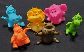 6 Vintage Japan Zoo Animals Toy Rubber Finger Puppets