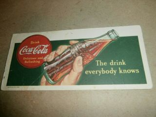Vintage 1939 Coke Coca Cola Ink Blotter The Drink Everybody Knows