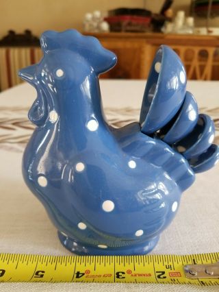 Blue Spotted Chicken Holder For Measuring Spoons.  Temp - Tations By Tara.