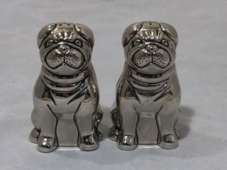 Godinger Silver Art Pug Dogs Salt & Pepper Shakers Silver Plated