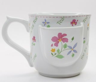 Time For Tea Flral Cup Mug With Side Tea Bag Holder Papel Japan Coffee Pink