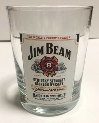 Jim Beam Sour Mash Kentucky Bourbon Straight Whiskey Rocks Clear Bar Glass