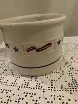 Longaberger Pottery Stars And Stripes Small Crock