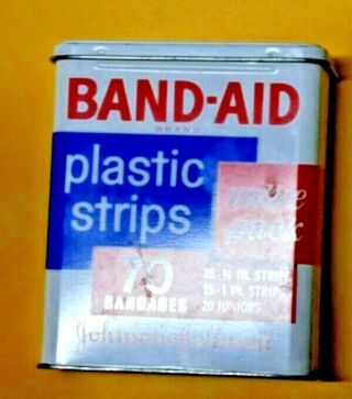 Vintage Early 70,  S Or Before Empty Tin Band Aid Brand Strips (no Bar Code) J&j