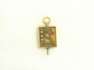Service Key Award Pin Sarah Coventry 10 K Gold With Ruby And 3 Pearls