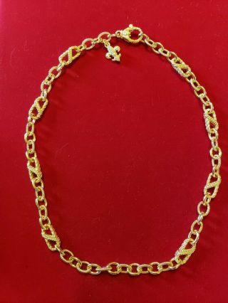 Nib Judith Ripka 14k Gold On Sterling Fleur De Lis Necklace 18in W/ Box