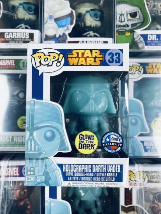 Funko Pop Star Wars Holographic Darth Vader 33 Glows In The Dark Wprotector