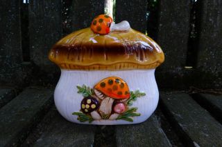 Vintage 1978 Ceramic Merry Mushroom Napkin Holder By Sears Roebuck